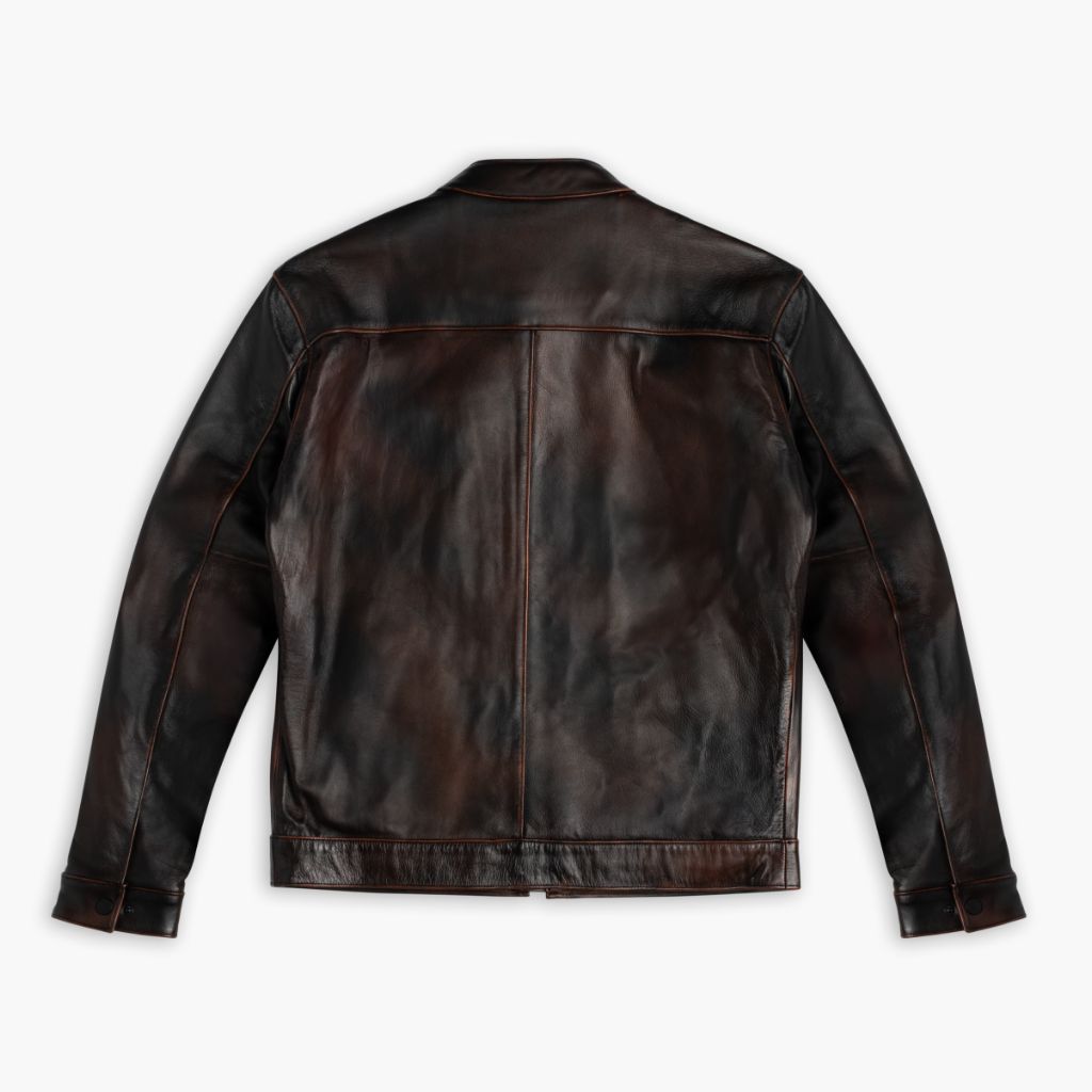 coffee 【リベラド】ZIP LONG BLOUSON Men's Roadster Jacket In Black Coffee Leather - Thursday Boot Company