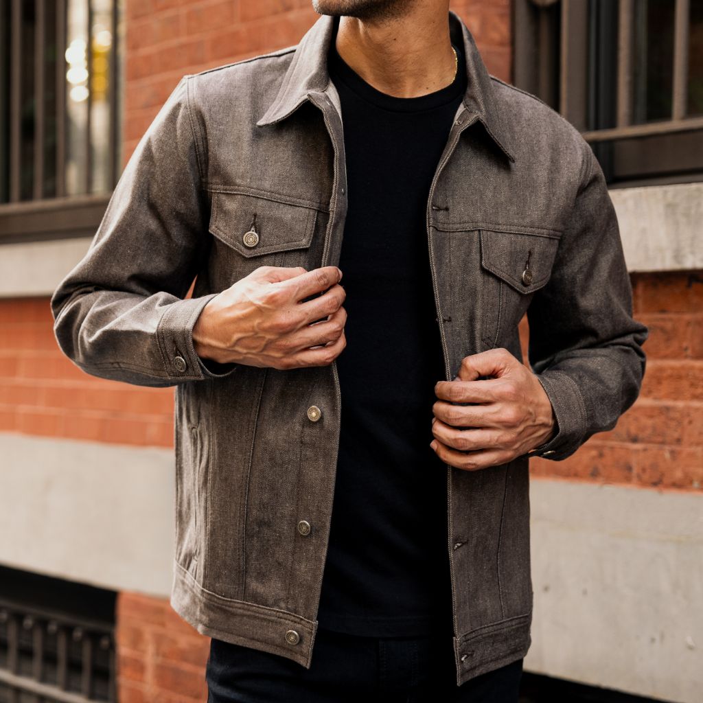 Men s Selvedge Denim Trucker Jacket In Canyon Brown Thursday men-s-selvedge-denim-trucker-jacket-in-canyon-brown-thursday