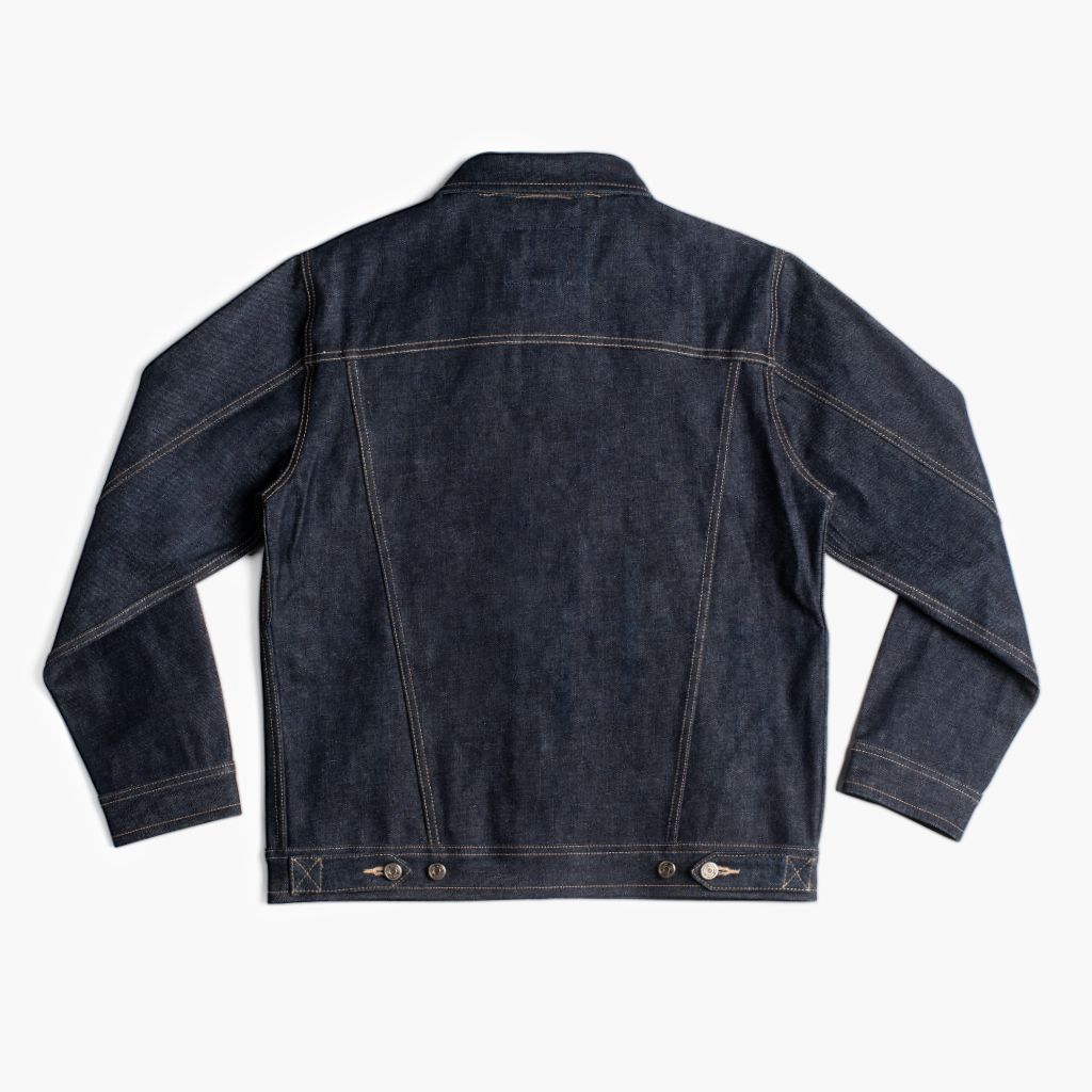 Men's Selvedge Raw Denim Trucker Jacket in Indigo - Thursday