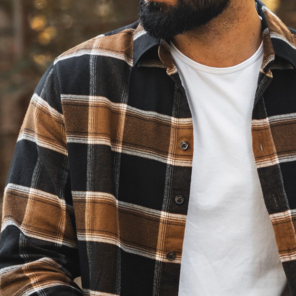 Men's Forever Flannel Shirt in Navy & Cream Plaid - Thursday