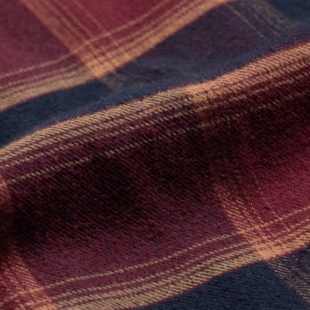 men's navy and burgundy plaid shirt