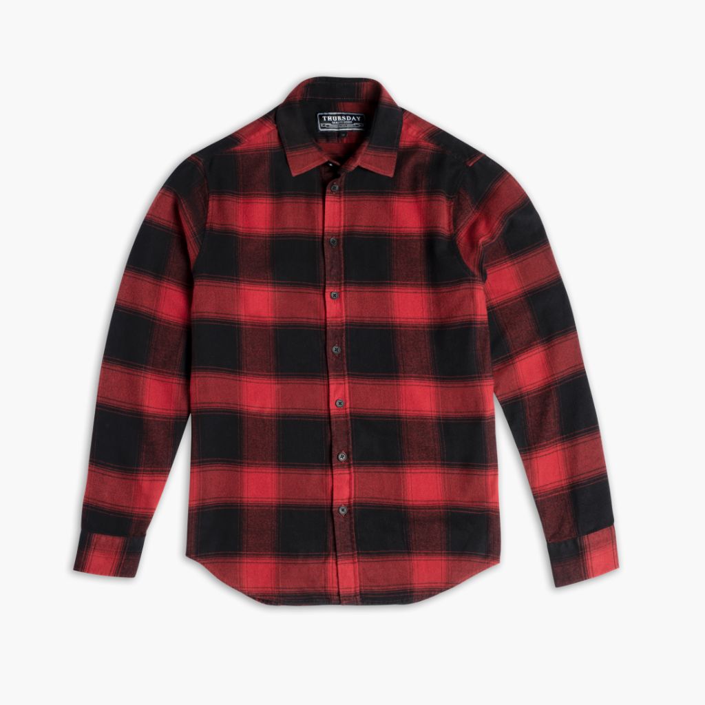 Mens Forever Flannel Shirt In Red And Black Plaid Thursday 