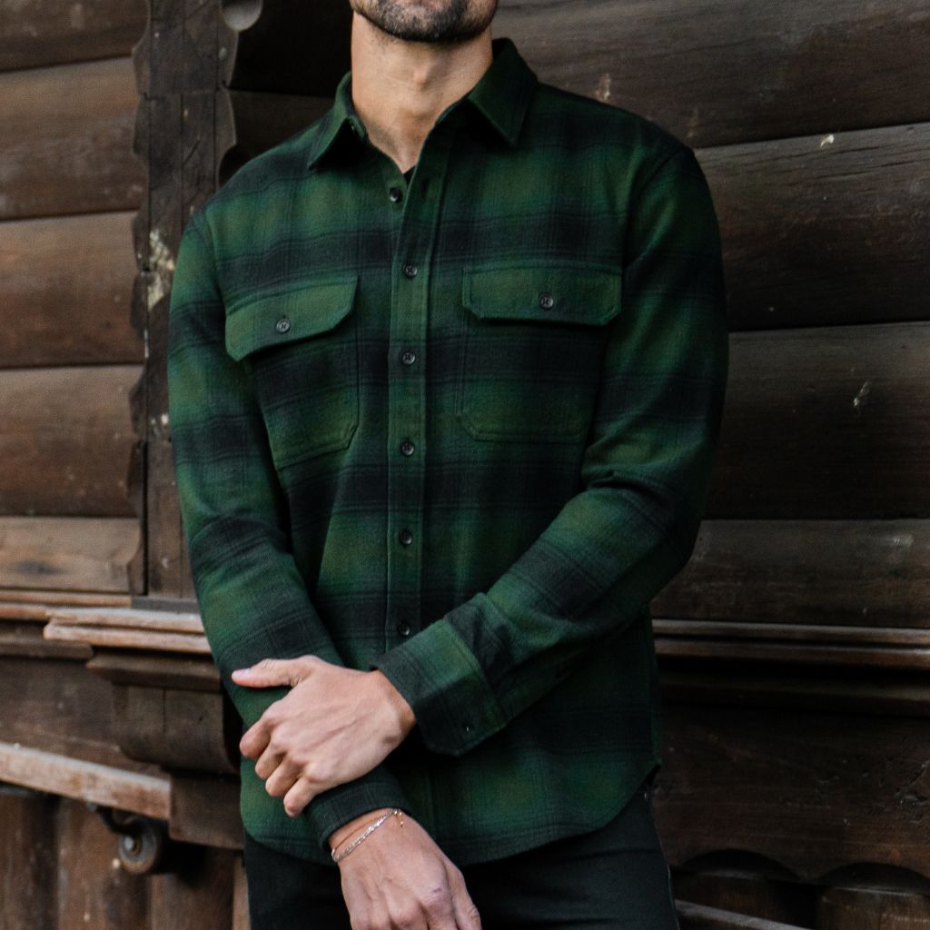 Men's Summit Flannel Shirt in Evergreen Plaid