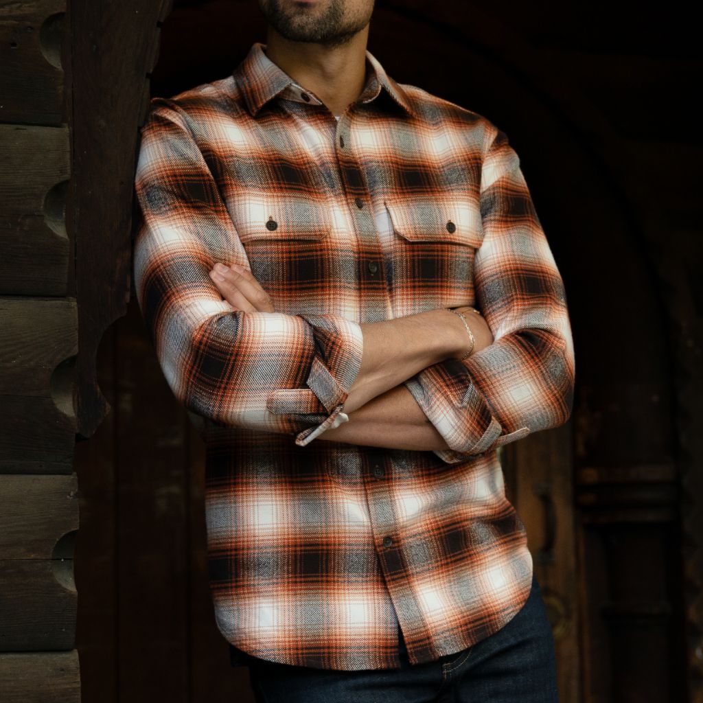 Men's Summit Flannel Shirt in 'Harvest' Brown Plaid - Thursday