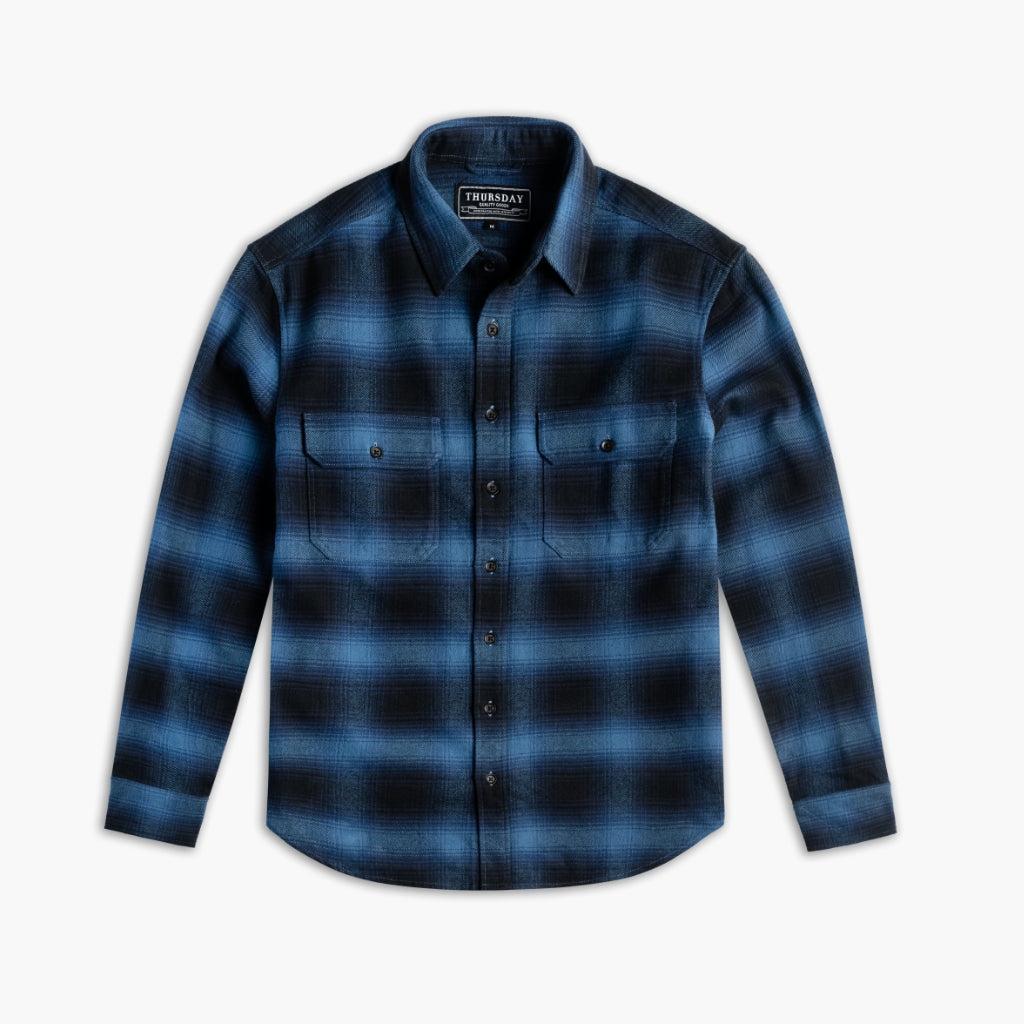 Men's Summit Flannel Shirt in Navy & Black Plaid - Thursday