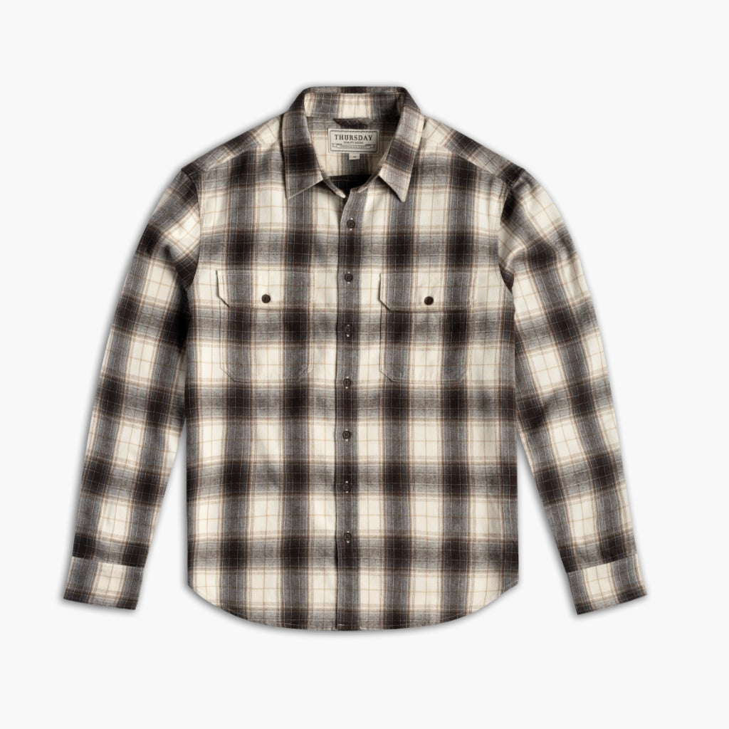 Men's Flannel Shirt in Black & White Buffalo Check - Thursday