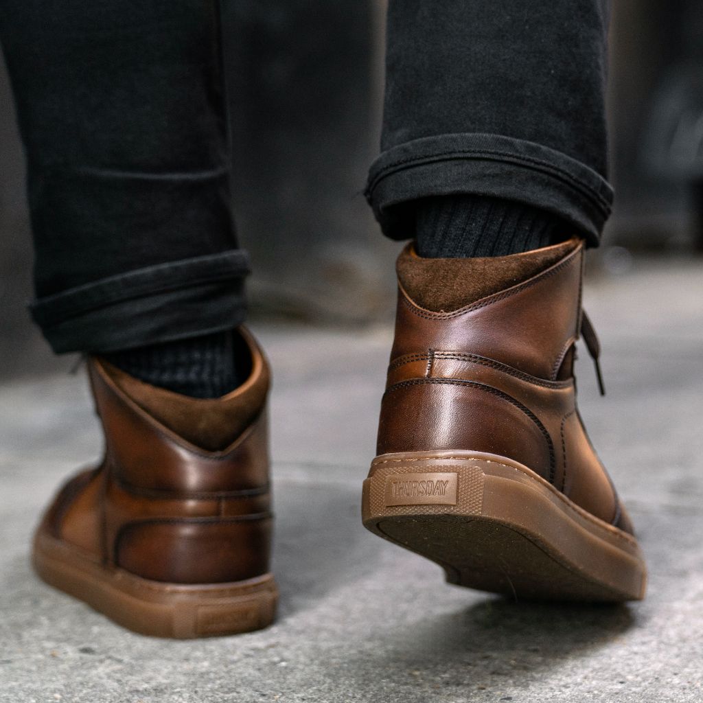 Men's Showtime High Top Sneaker In Brown 'Brandy' Leather Thursday