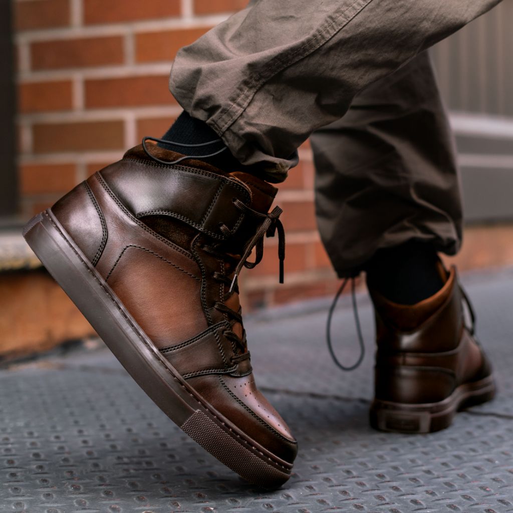 Thursday Boots Mens 8.5 Showtime Dark Brown Leather High Top Lace-Up Casual Men main image 4