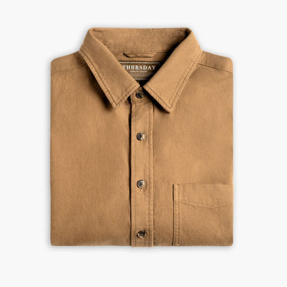 Men's Solid Brushed Cotton Shirt in Tan 'Coyote' Men's Solid Brushed Cotton Shirt in Tan 'Coyote'