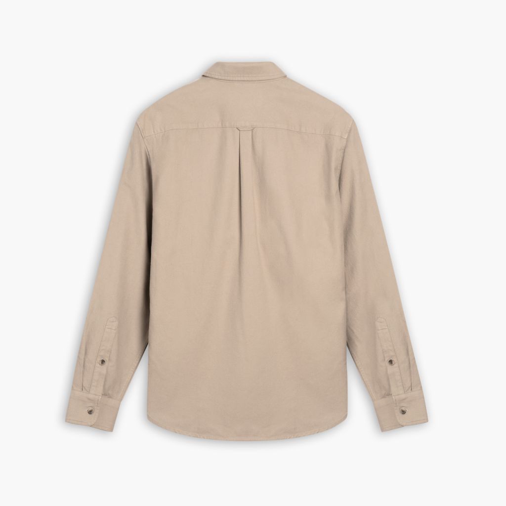 Men's Solid Brushed Cotton Shirt in Taupe - Thursday