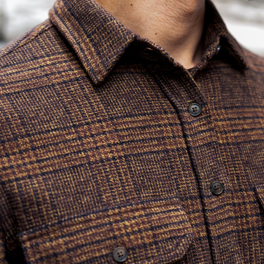 mens brown plaid dress shirt Brown Plaid Slim Fit Casual Shirt main image 1