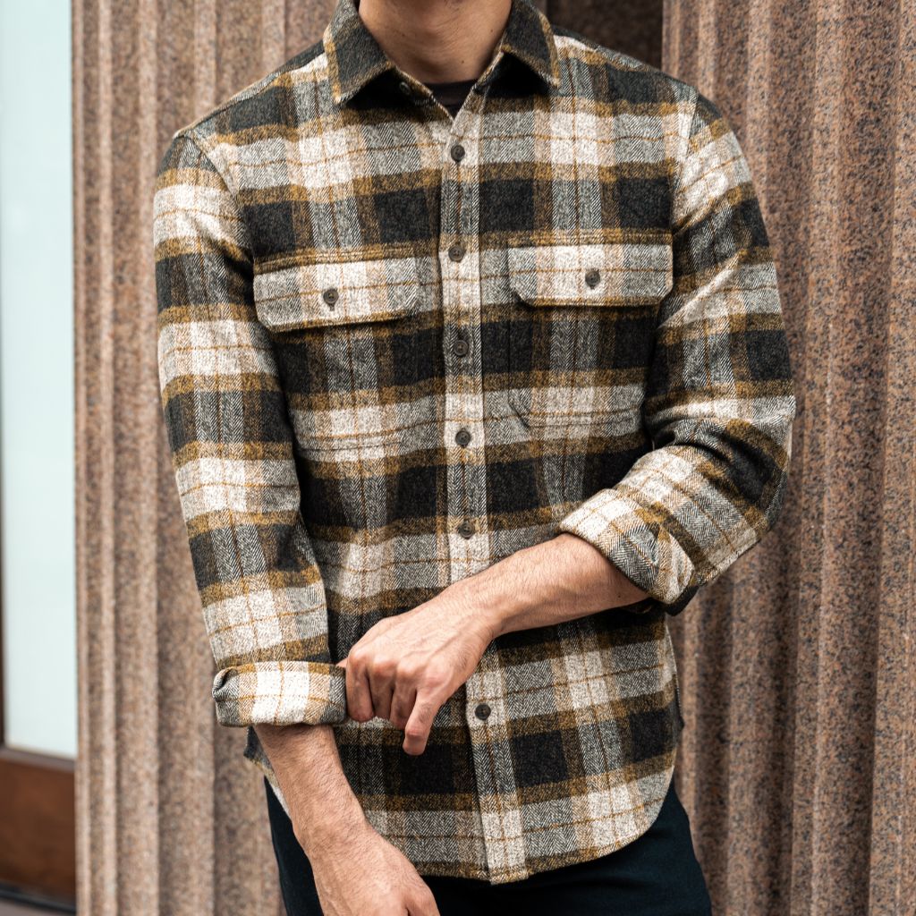 slim fit dress slacks Vintage Red, White, Gold and Black Flannel Size Small – Franklin Flannels main image 1