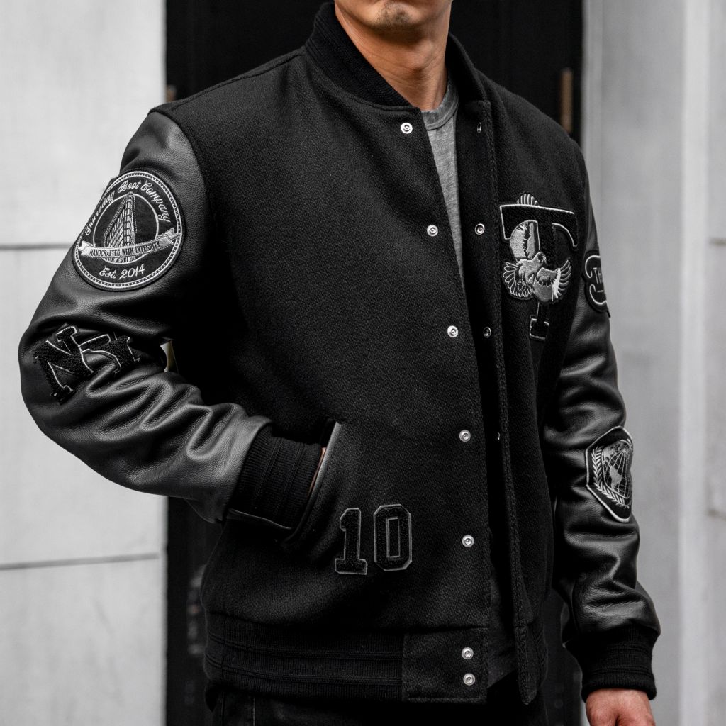 Men's Wool Varsity Jacket In Black "10 Year" - Thursday