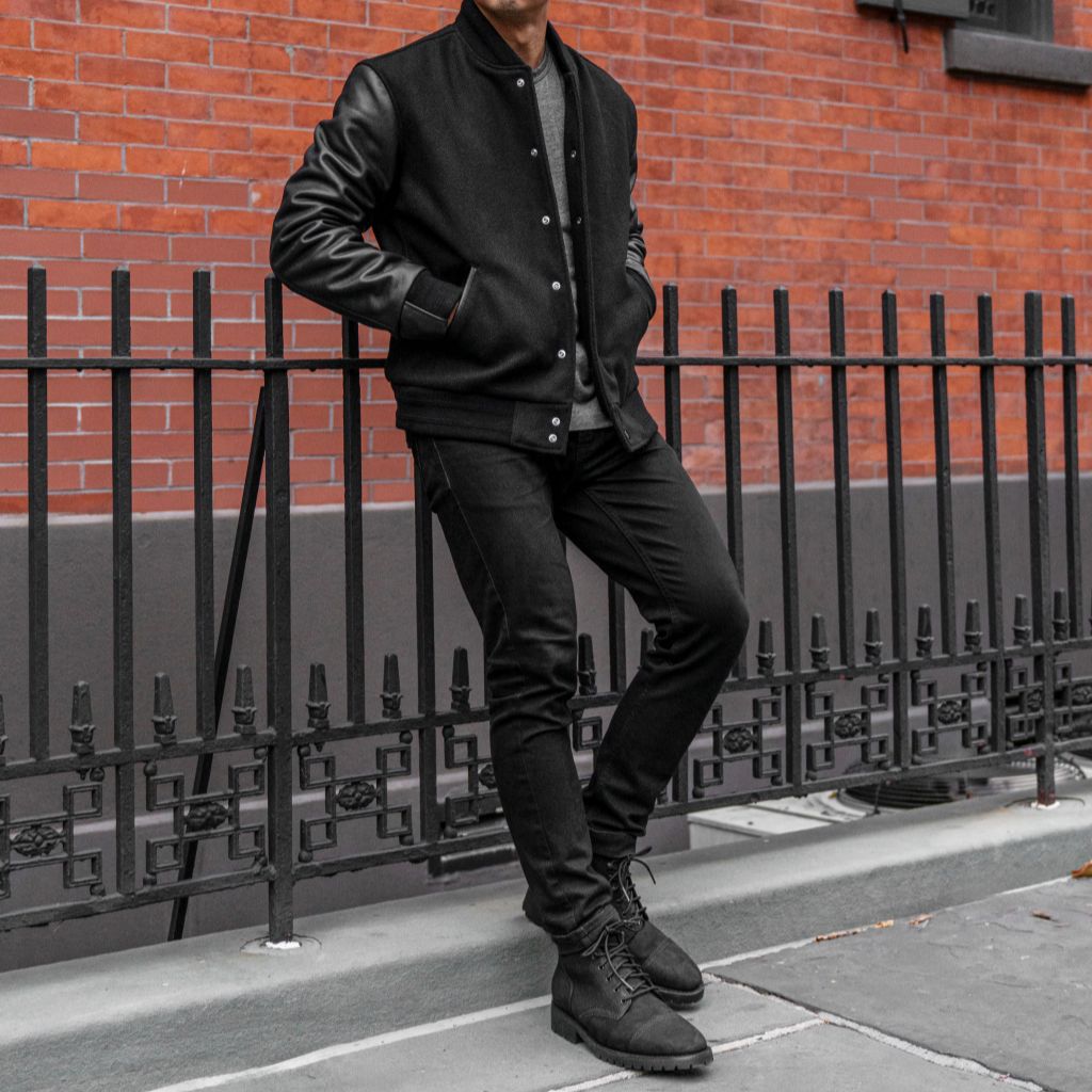 Men's Wool Varsity Jacket In Black Thursday