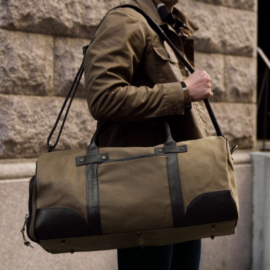 Men's Weekender Duffel Bag in Brown 'Tobacco' Canvas