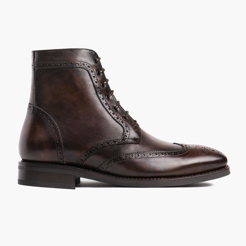 brown dress boots near me Thursday Boot Company Men's Dark Oak Leather Wingtip Size 9 Wide Suit