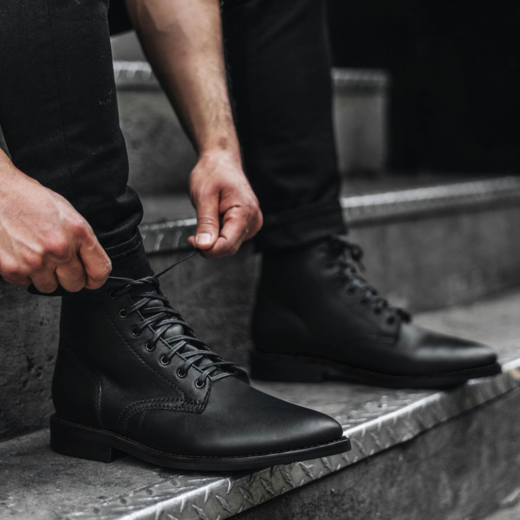 Thursday Boots Black Dress Boots For Men Men's President Lace-Up Boot In  Black Leather Thursday