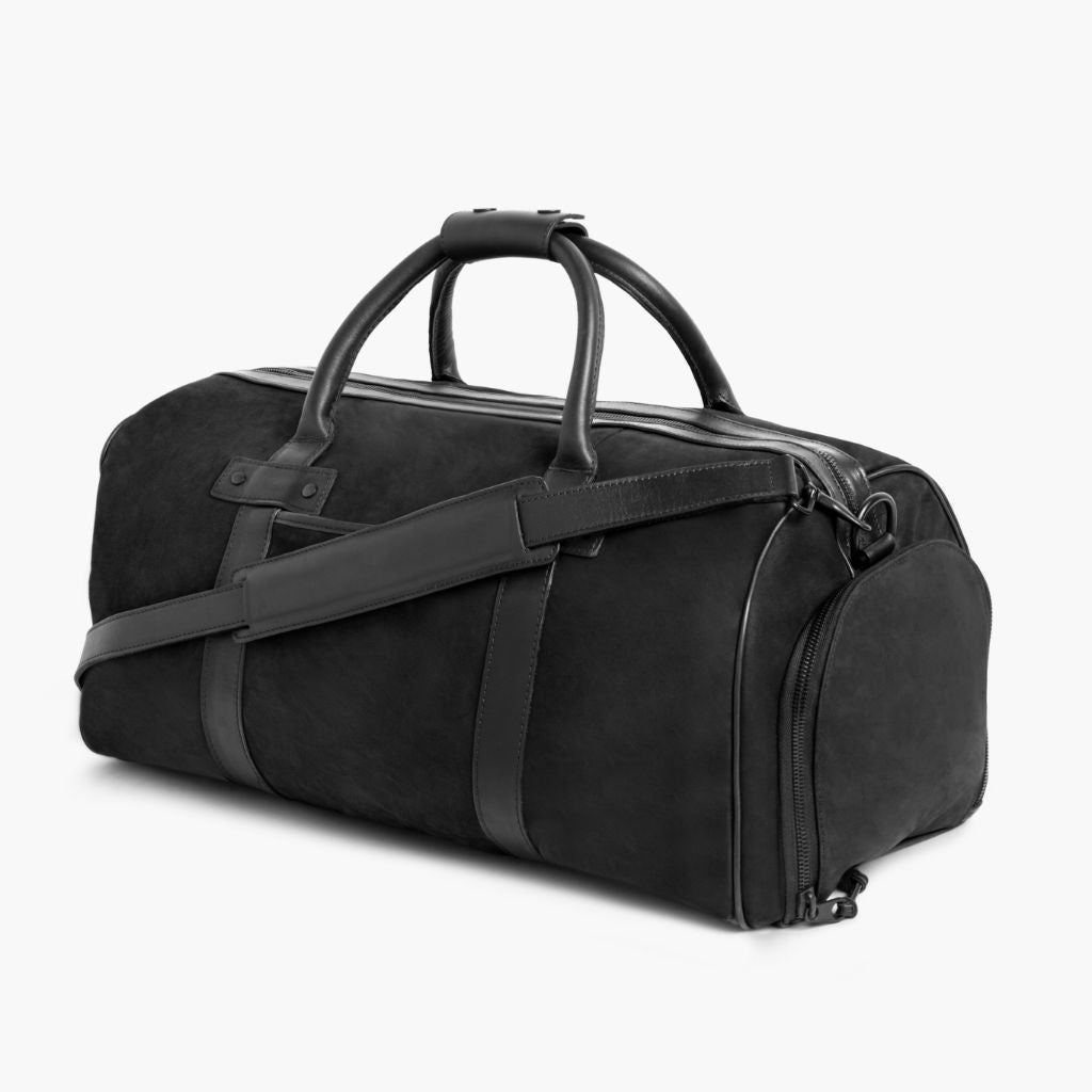 Men's Minimalist Weekender Duffel Bag in Black Leather - Thursday