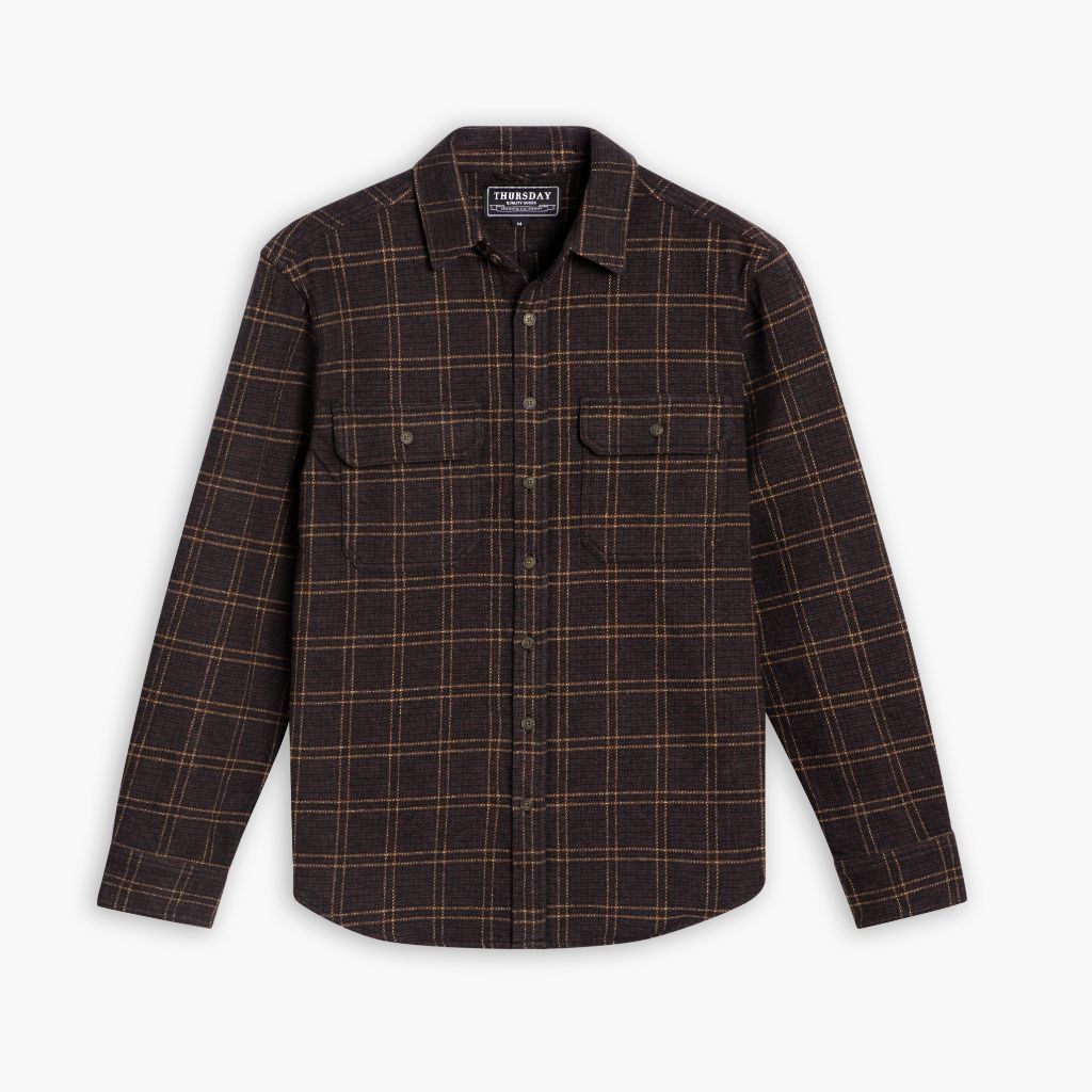black and brown dress shirt Men's Slim Fit Solid Color Dress Shirt (Brown), Brown / X-Large/17-17.5 Neck/36-37 Sleeve main image 1