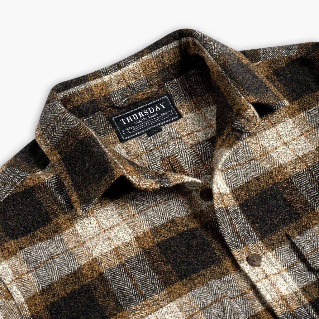 Men's Summit Flannel Shirt in Brown 'Tuscan Gold' Plaid