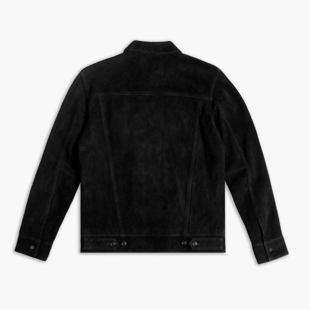 Black suede trucker jacket mens best sale