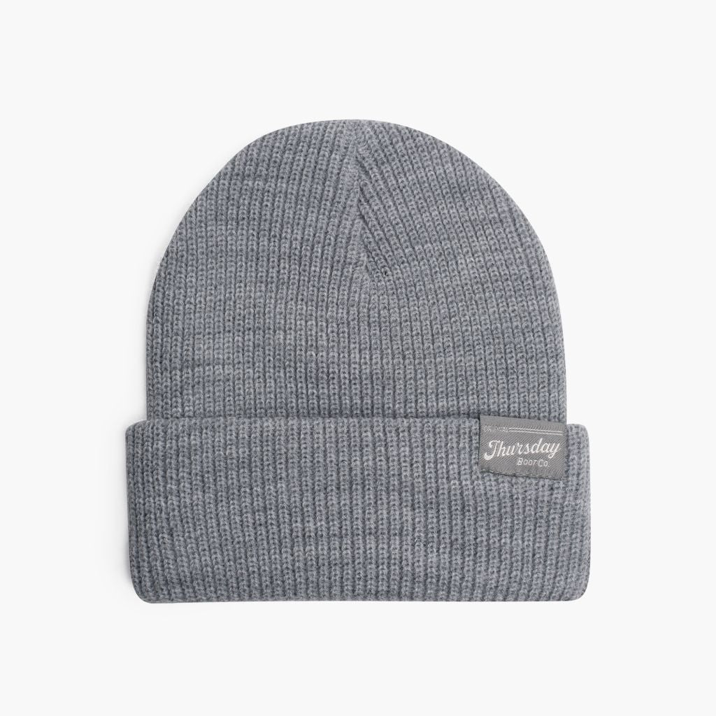 Men's Ribbed Logo Beanie in Heather Grey - Thursday Boot Company