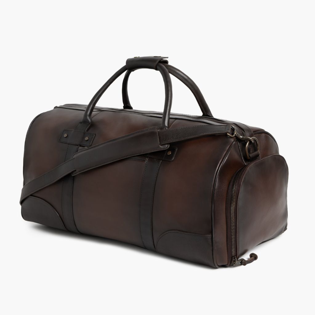 Men's Weekender Duffel Bag in Black Matte Leather Thursday