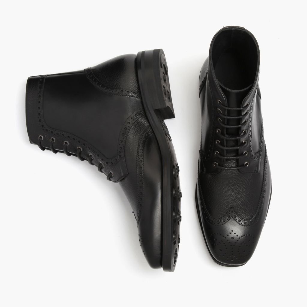 Men's Wingtip Lace-Up Boot In Black Leather Thursday Boot Company