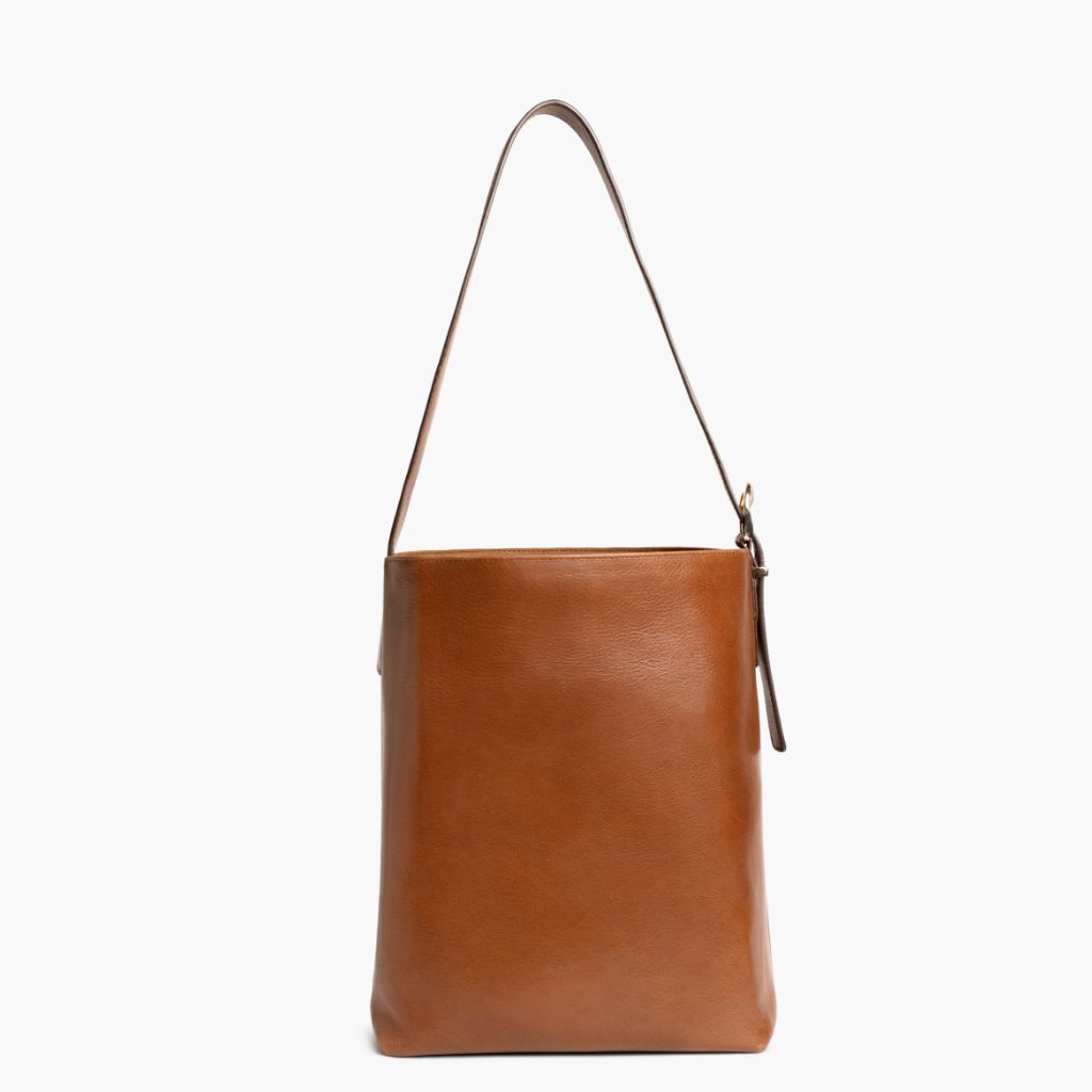 Good ENSSO Tan Leather Bucket Bag