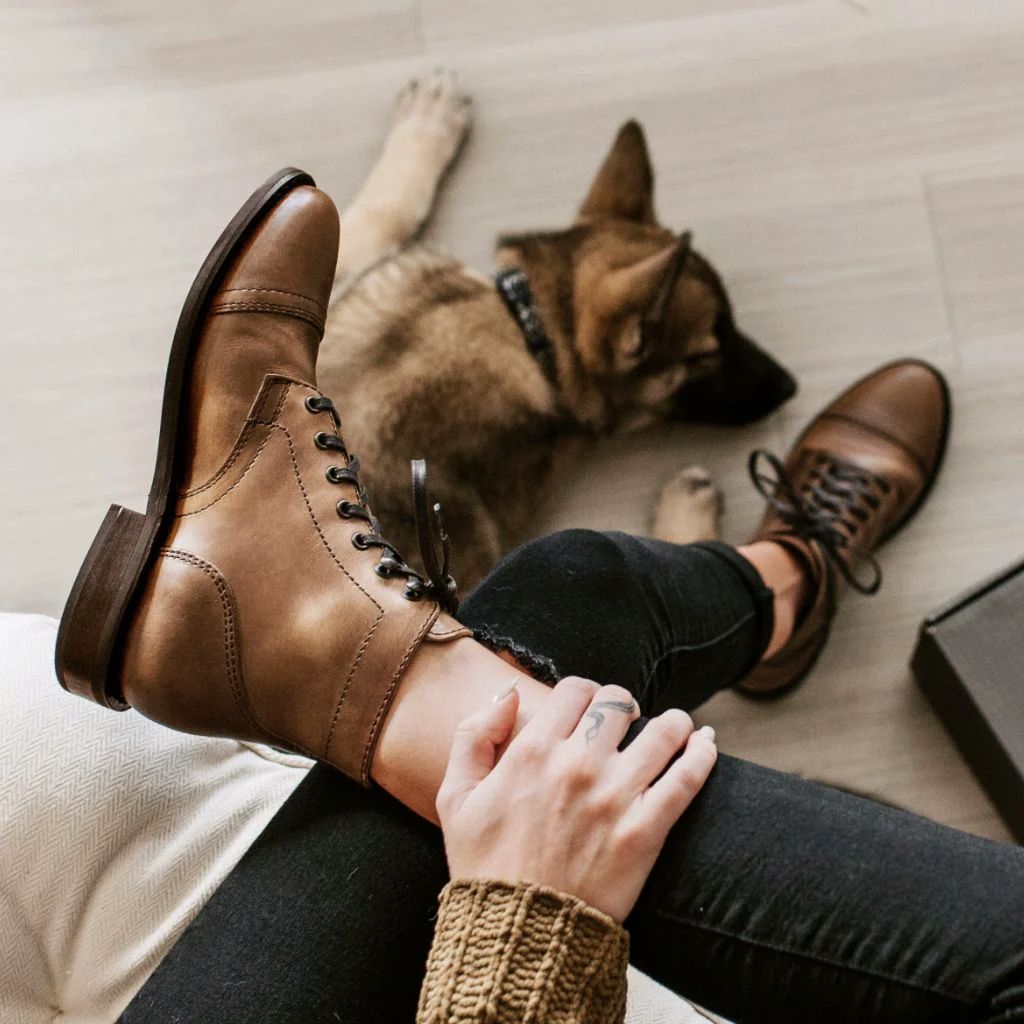 Women's Captain Lace-Up Boot In Tan 'Walnut' Leather - Thursday Boots