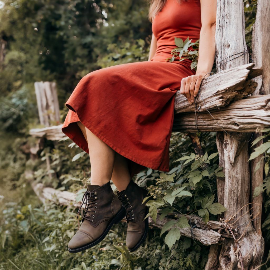 Dress Woman Army Boots Combat Black