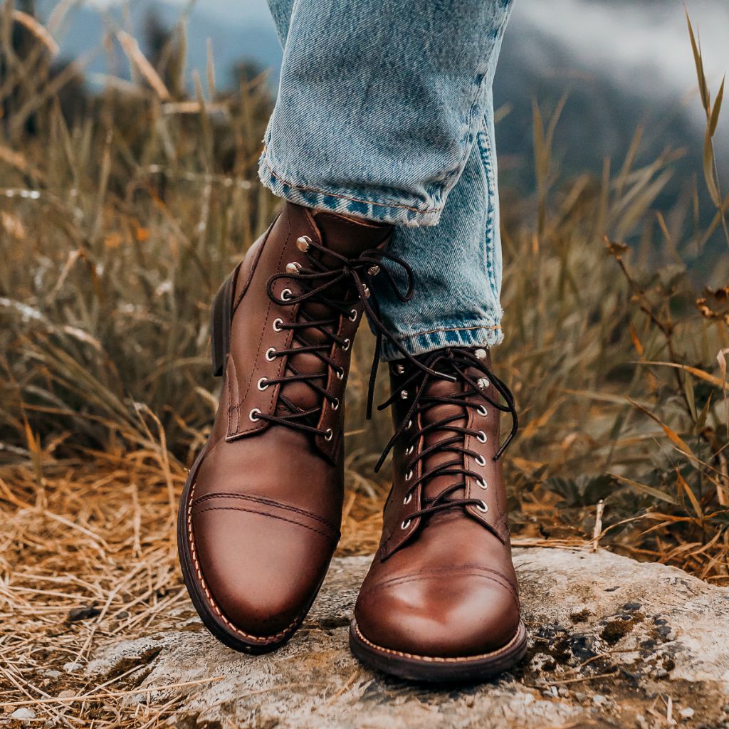Women's Captain Lace-Up Boot In Whiskey Brown Leather - Thursday Boots