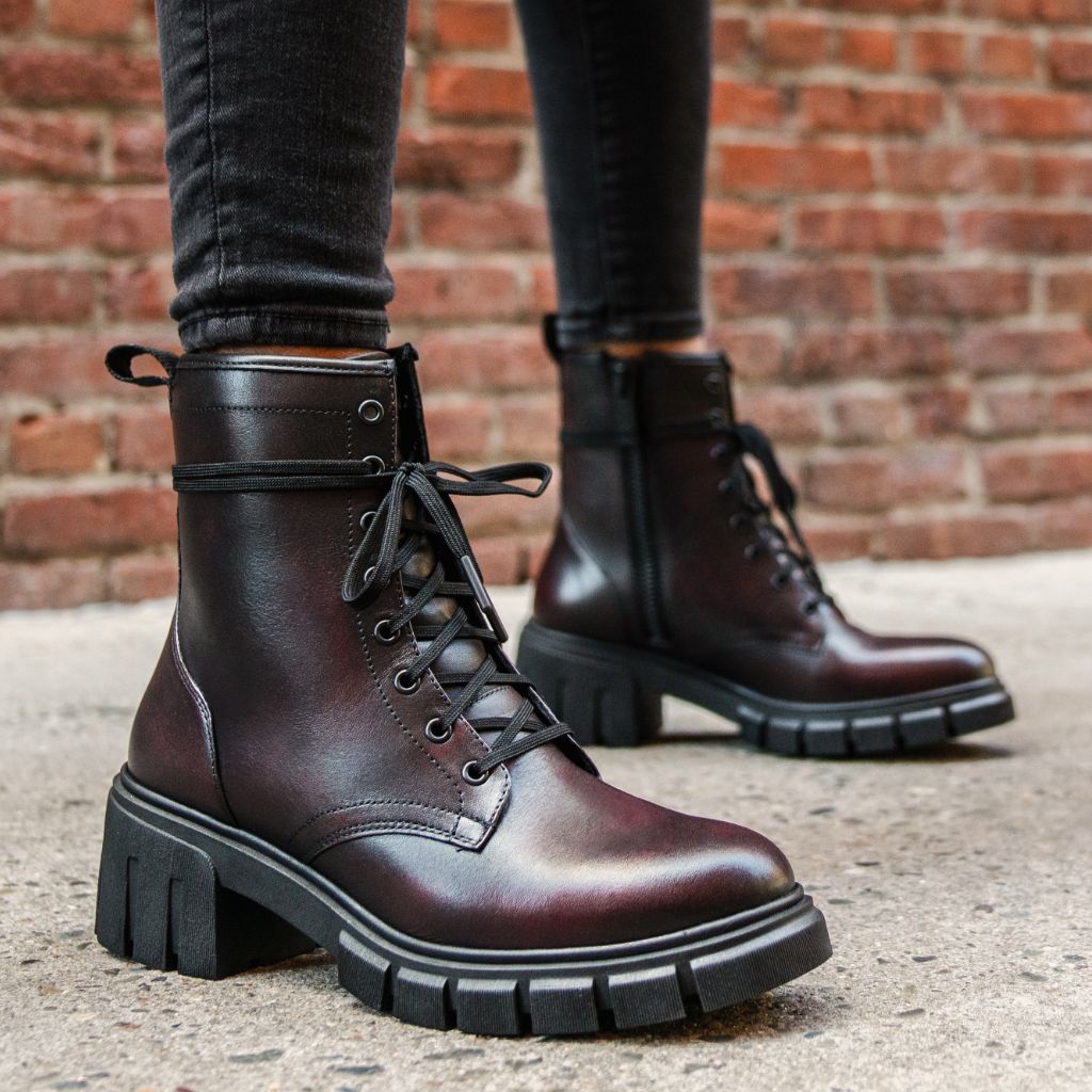 Women's Coda High Heel Zip-Up Boot In Black Cherry Leather