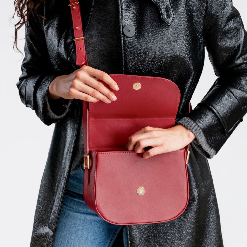 Women's Leather Crossbody Bag in Red - Thursday