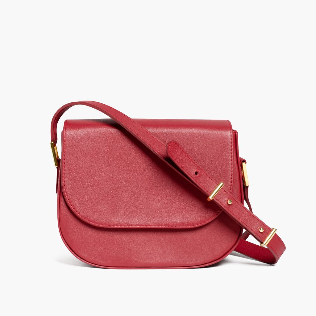 Sia Red Woven Leather Crossbody Bag