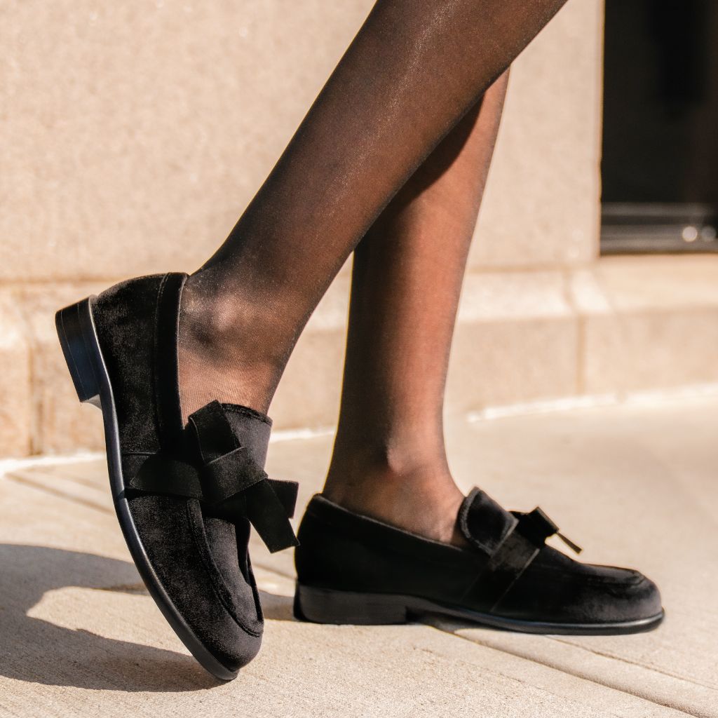 Women's Dress Penny Loafer In Black Velvet - Thursday Women's Dress Penny Loafer In Black Velvet - Thursday