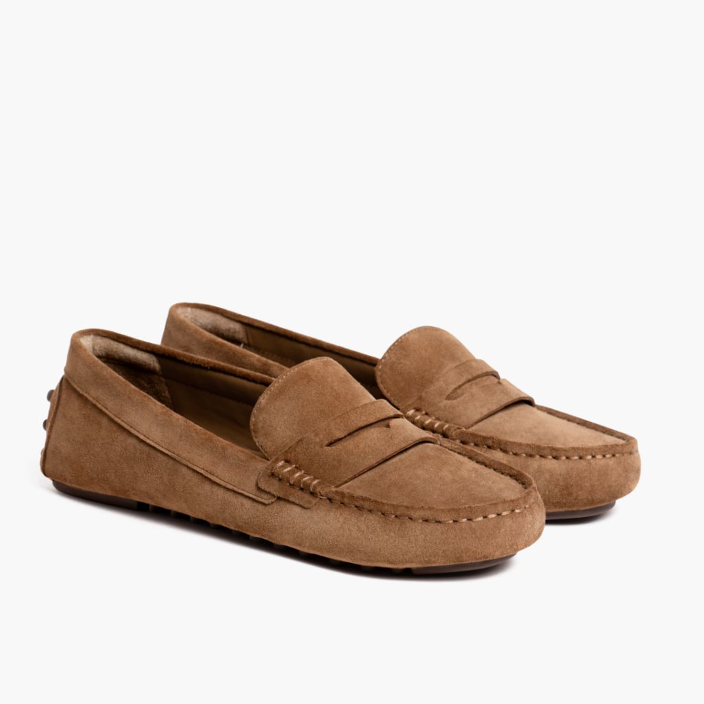 Women's Slip-On Driving Loafer in Brown 'Sequoia' Suede - Thursday