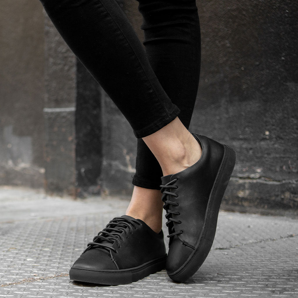 all black dress sneakers women Women's Leather Size:Custom Size(Add a note to your order)
