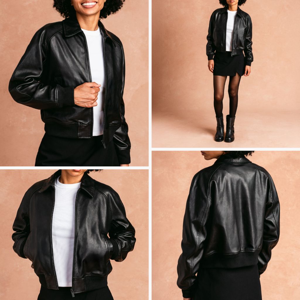 美品 ボナジョルナータ レザージャケット 本革 牛革 裏地 ブラック 黒 M Women's Major League Jacket In Black Leather - Thursday