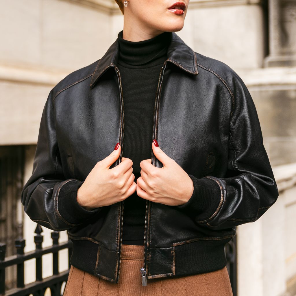 Women's Major League Jacket In Black Mocha Leather - Thursday