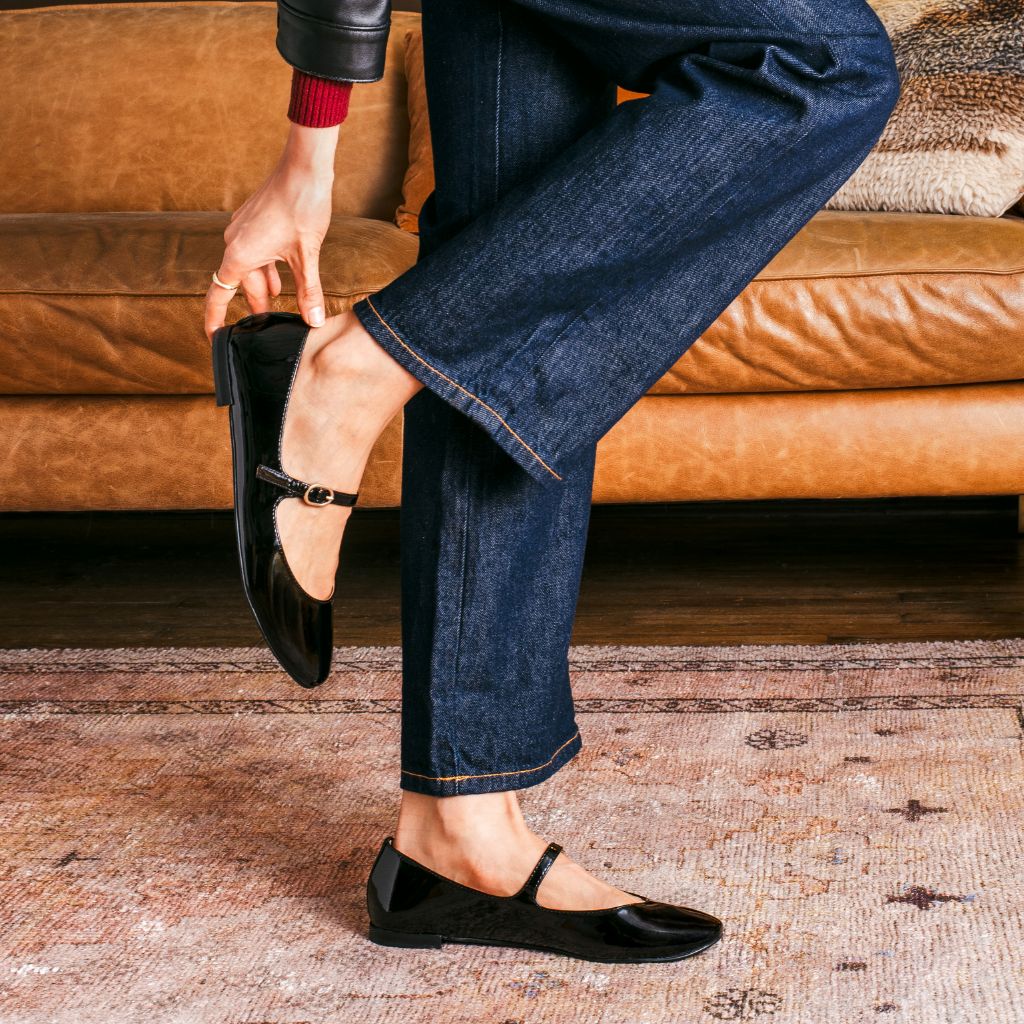 chinese dress ladies Women's Mary Jane Loafer In Black Patent Leather