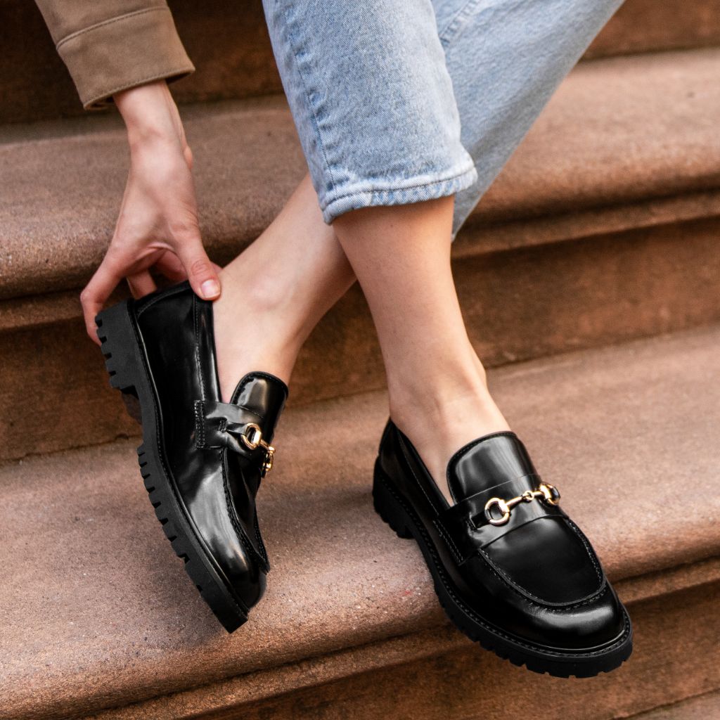 Women's Penny Horsebit Leather Loafer In Black Thursday