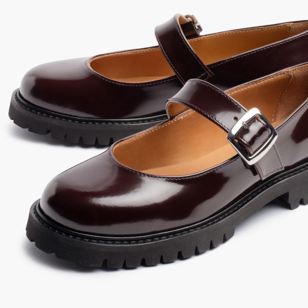 burgundy dress shoes women Burgundy Modern Shooties Comfort Lace Up Chunky Leather Mid Heel Oxford Shoes Patent Leather Block Heel Dress Shoes