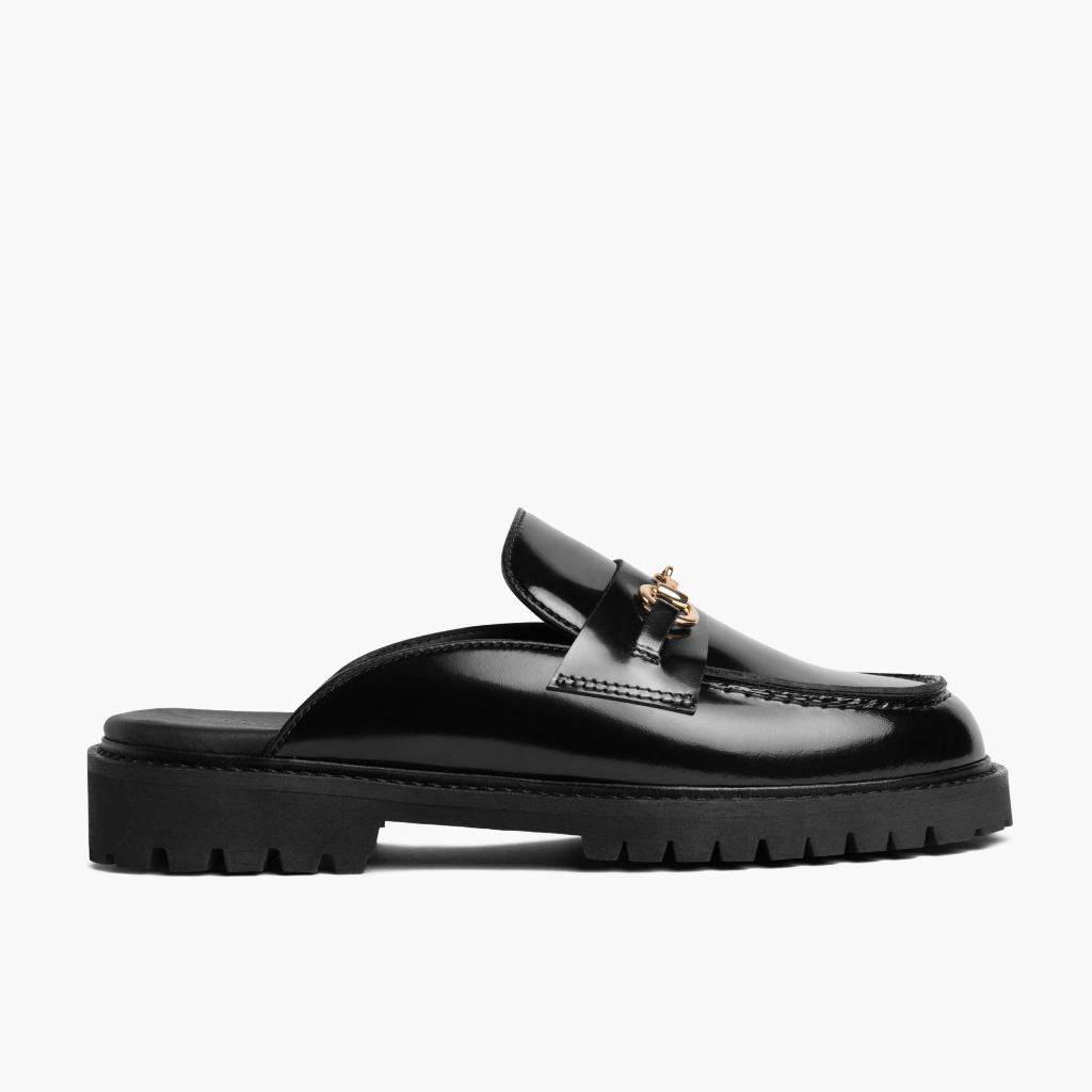 Women's Penny Mule Shoe In Black & Gold - Thursday