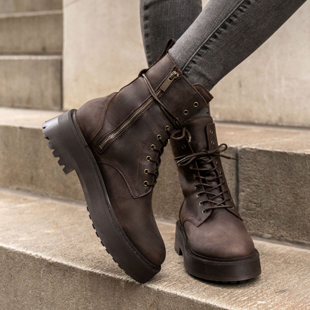 Thursday Boots Dark Brown Combat Boots Women's Quest Combat