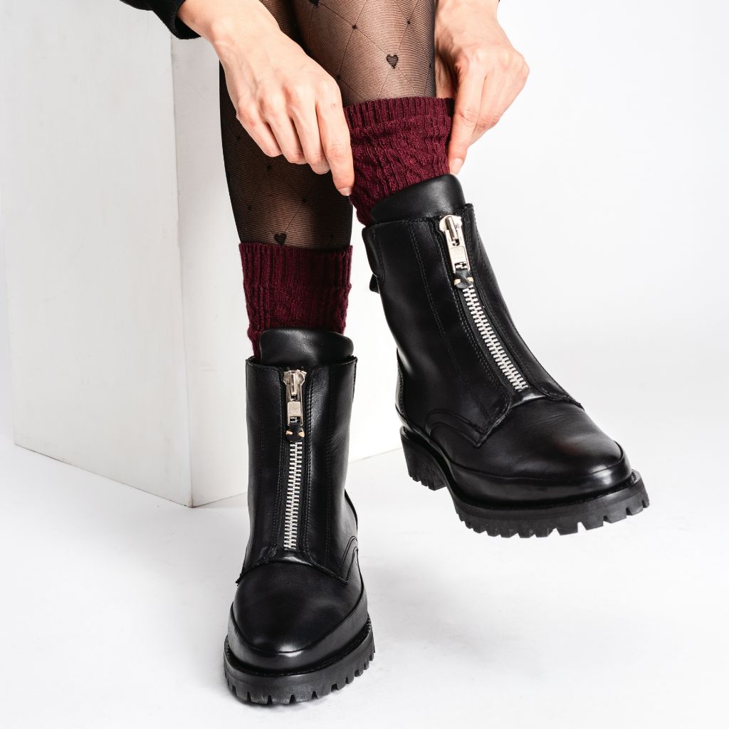 Women's Ryder Zip-Up Boot In Black Leather - Thursday Boot Company