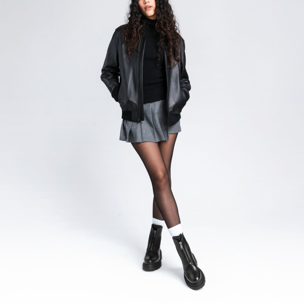 Women's Ryder Platform Zip-Up Boot In Black Leather
