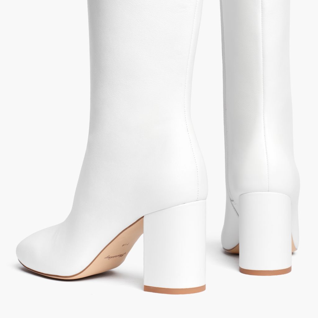 Women's Soleil High Heel Zip-Up Riding Boot in Snow White - Thursday