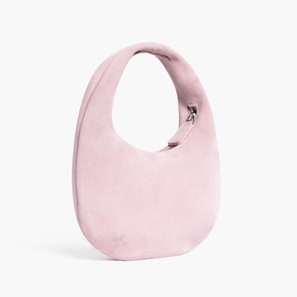 Women's Mini Crescent Bag in Pink Suede - Thursday