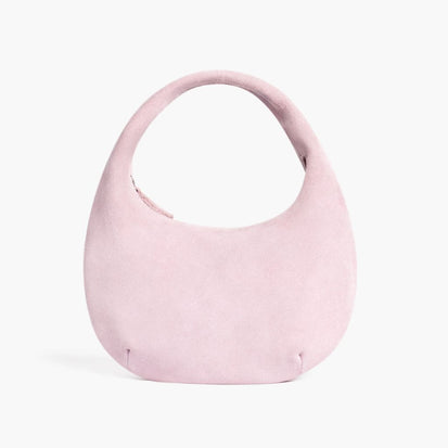 Women's Mini Crescent Bag in Pink Suede - Thursday